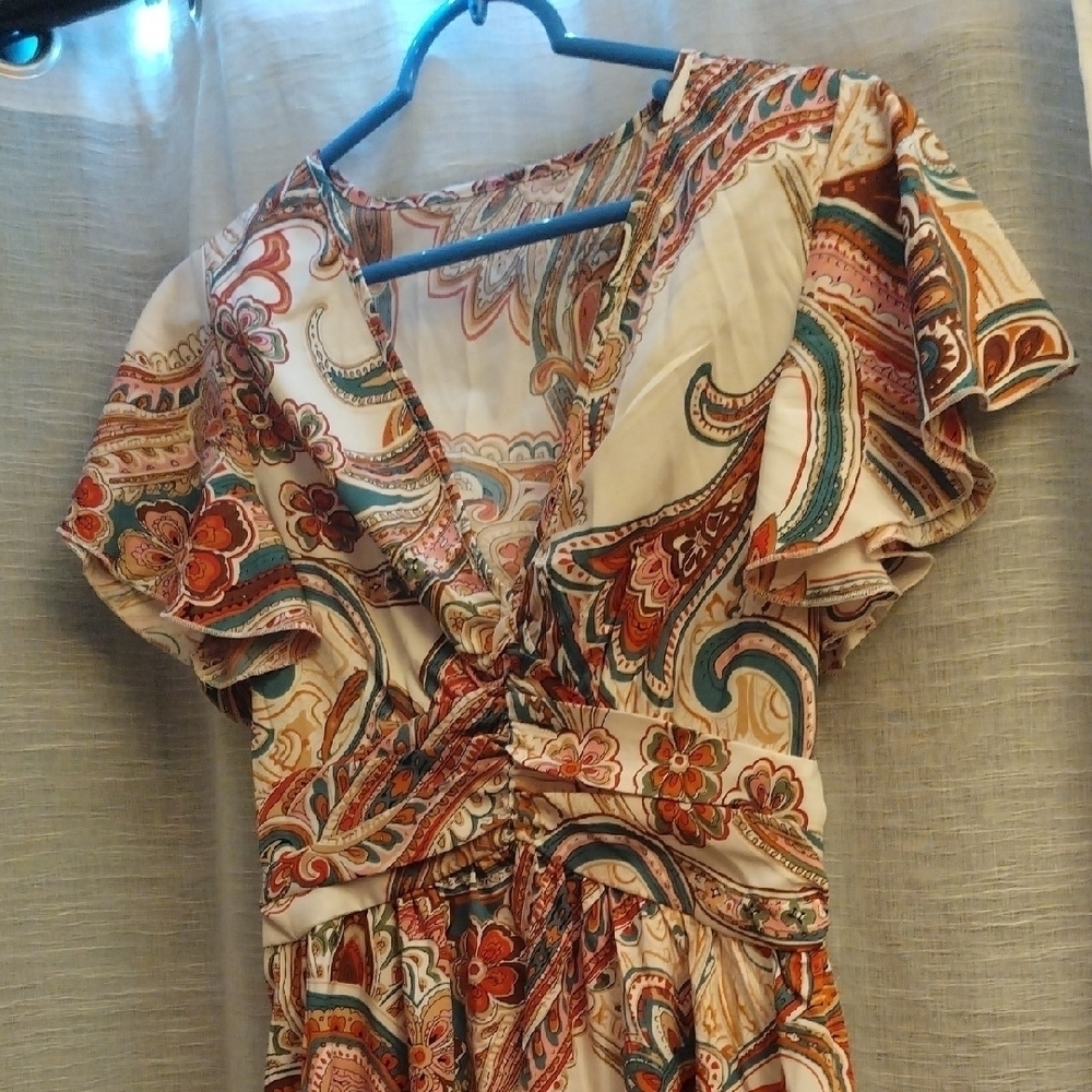 Elegant Paisley Print Dress - Picture 4 of 11